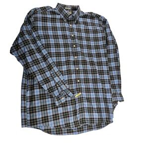 LL Bean Mens U S Air Force Tartan Plaid Button Down Shirt XXL Tall Cotton